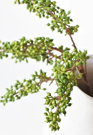 12" Faux Green Sedum Berry Stem