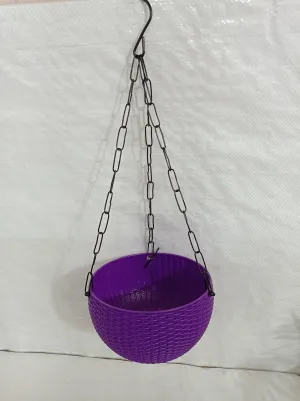 16 cm Violet Rattan Hanging Planter (Small)