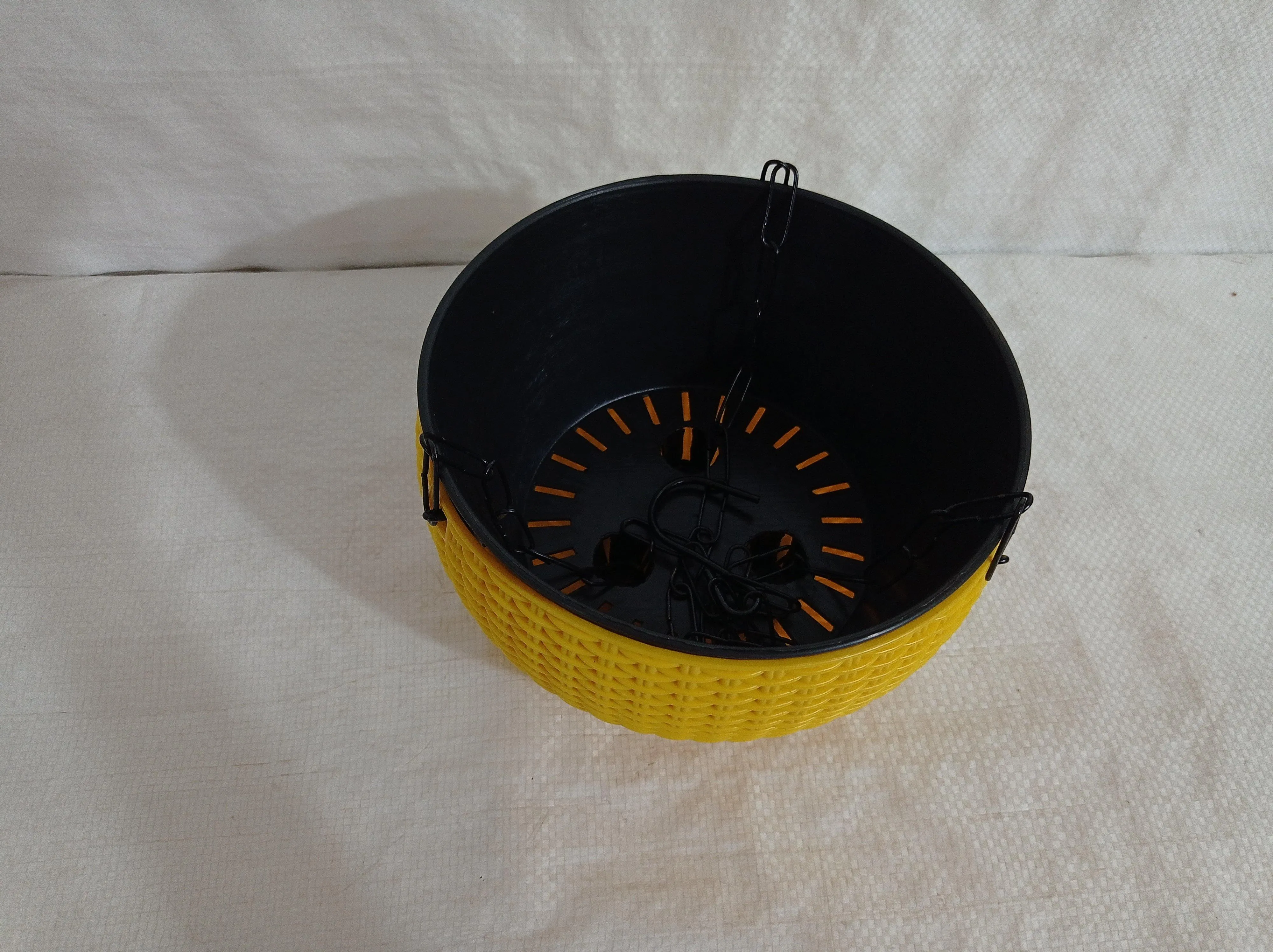 18 Cm Yellow Rattan Hanging Planter with Chain