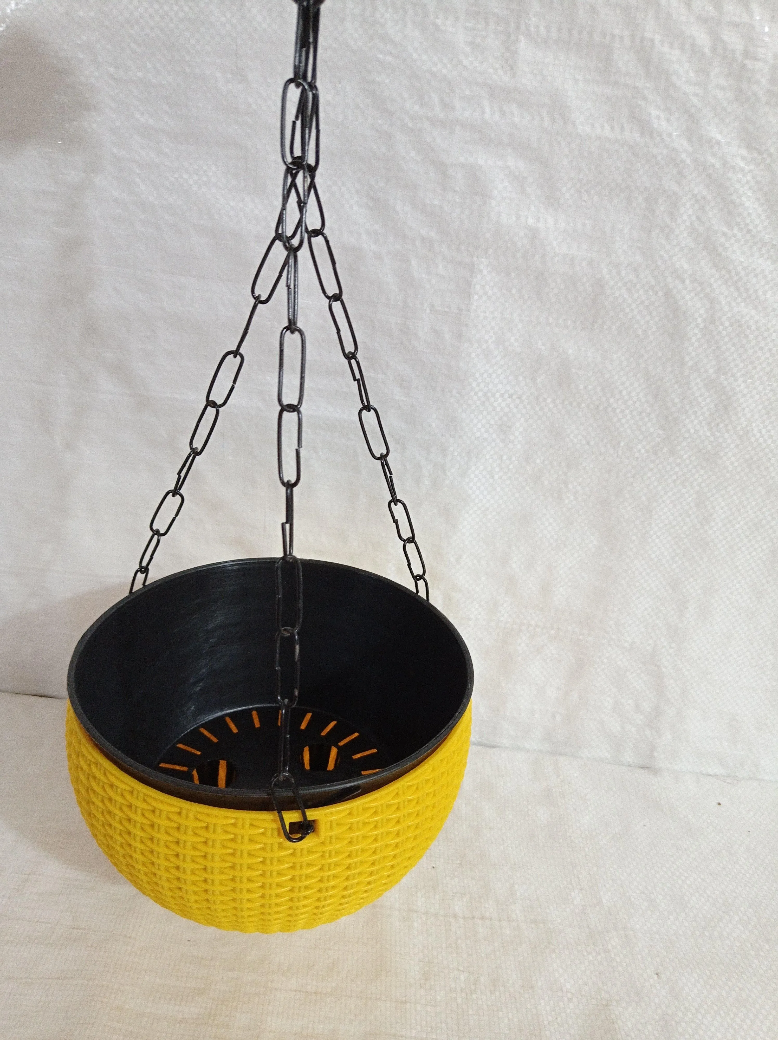 18 Cm Yellow Rattan Hanging Planter with Chain