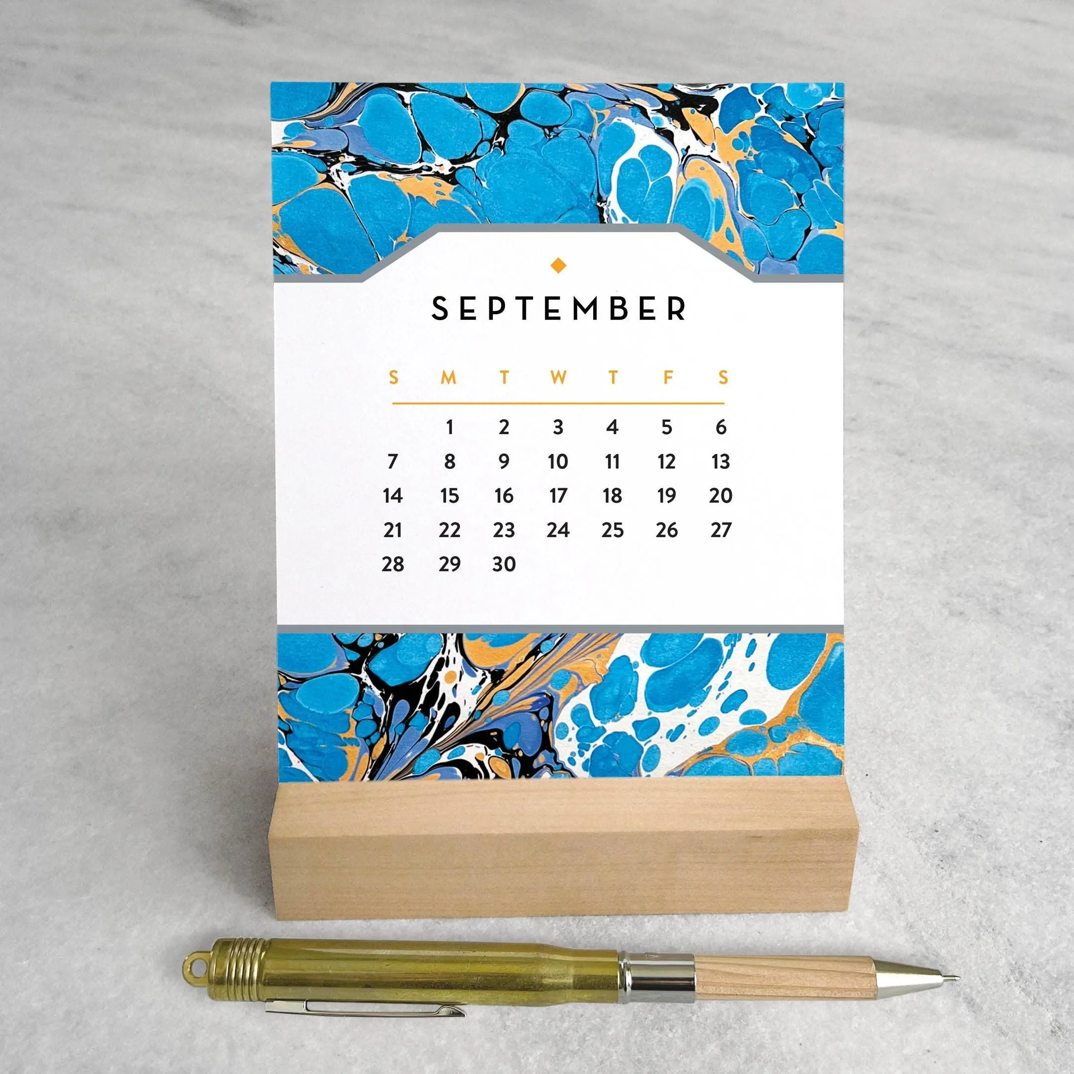 2025 Desk Calendar - Marbled Paper