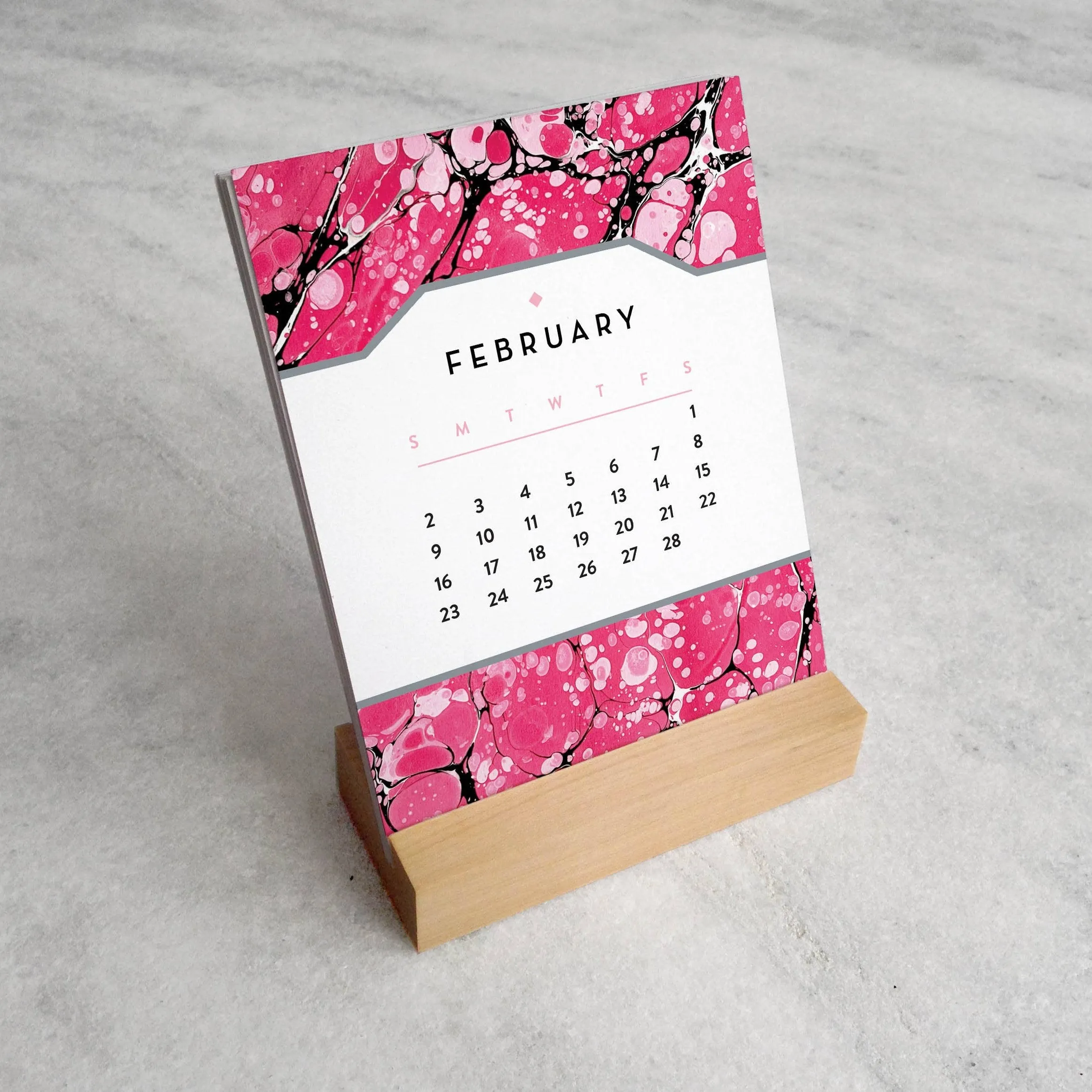 2025 Desk Calendar - Marbled Paper