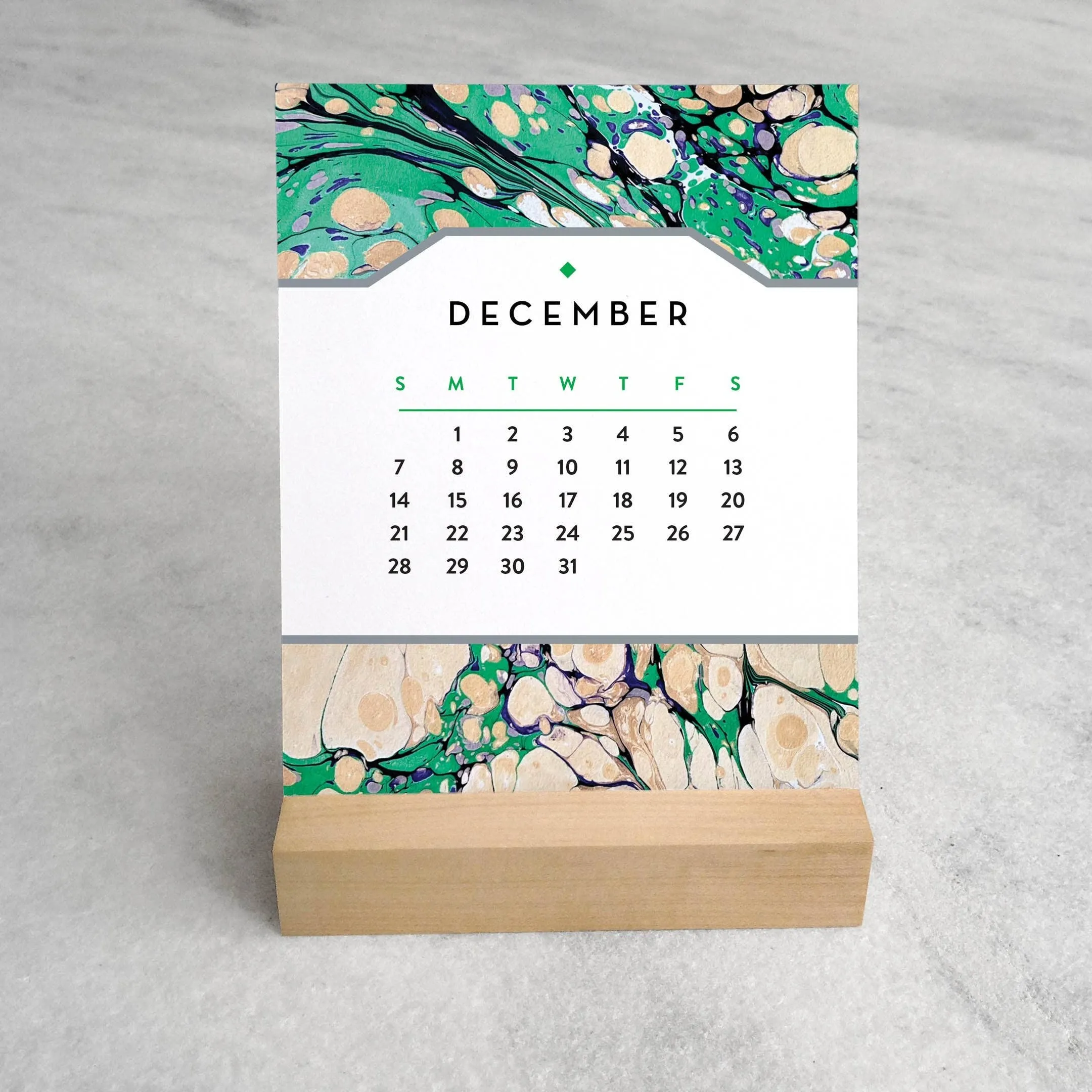 2025 Desk Calendar - Marbled Paper