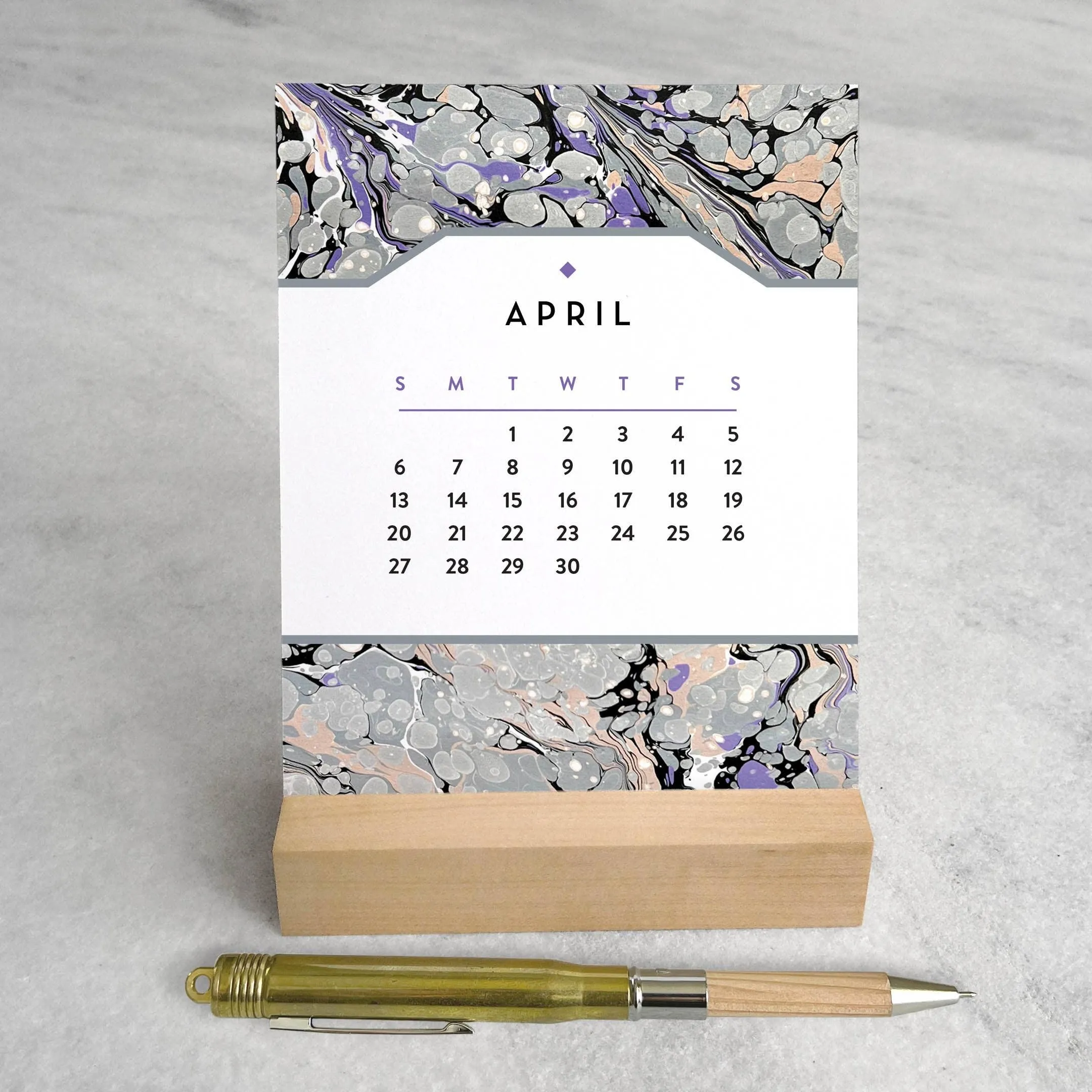 2025 Desk Calendar - Marbled Paper