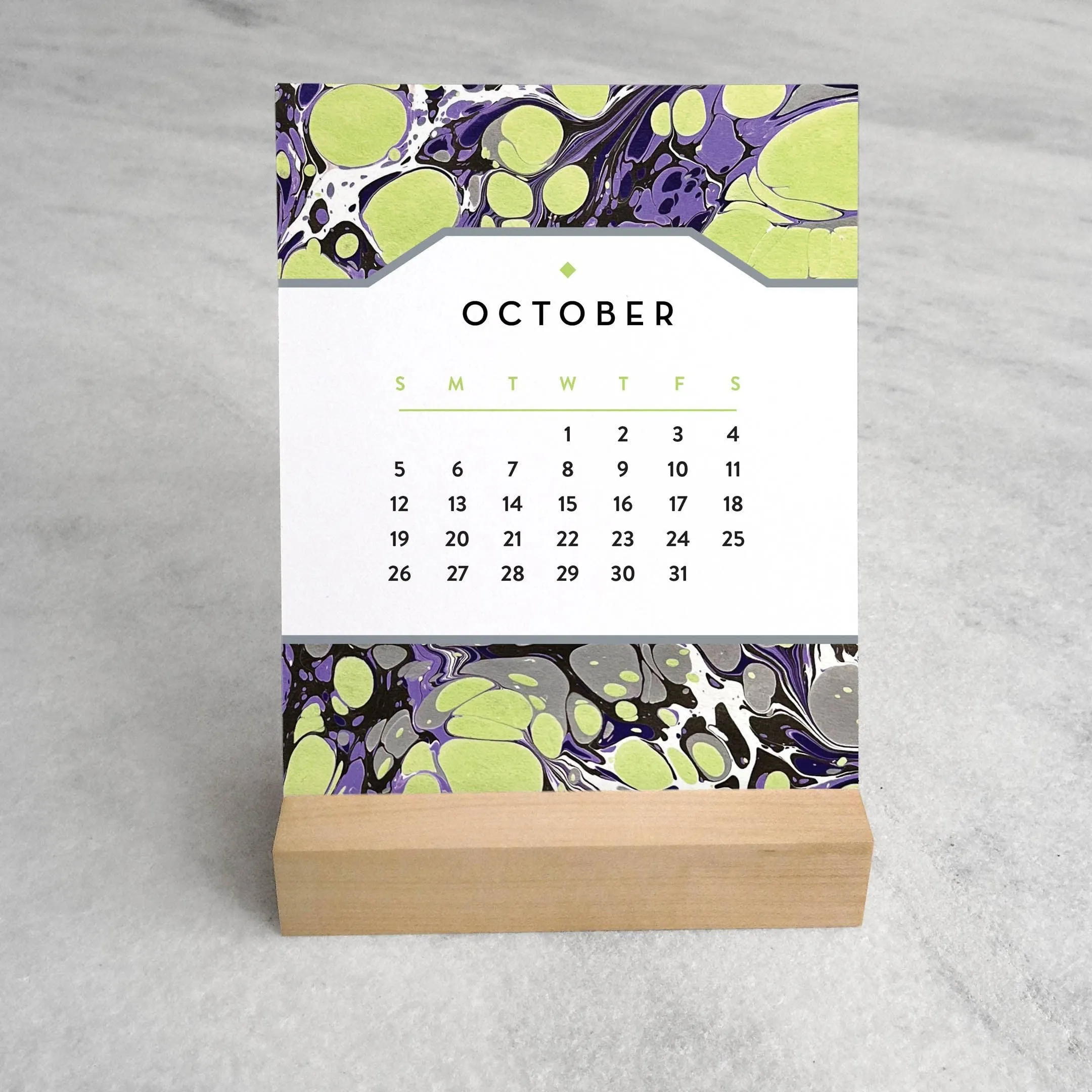 2025 Desk Calendar - Marbled Paper