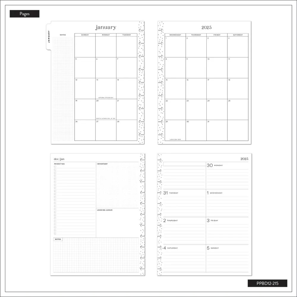 2025 Lush Linens Planner - Big Dashboard Layout - 12 Months