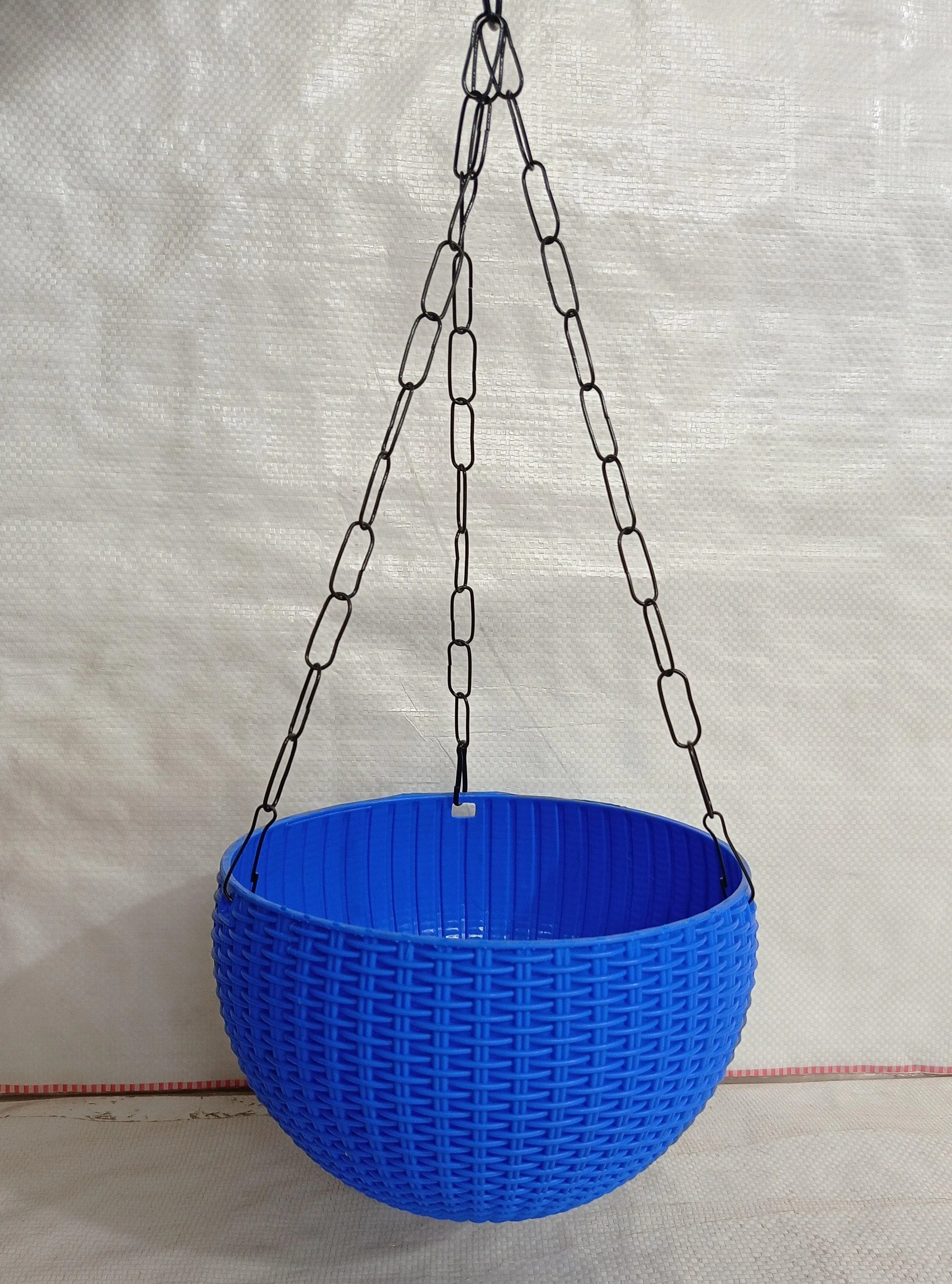 21 cm Blue Rattan Hanging Planter with Chain