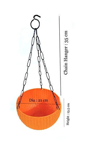 21 cm Orange Rattan Hanging Planter with Chain