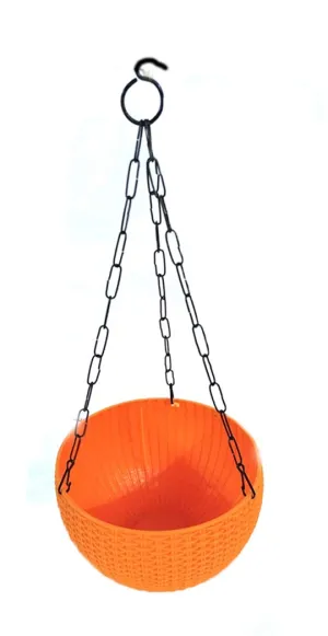 21 cm Orange Rattan Hanging Planter with Chain