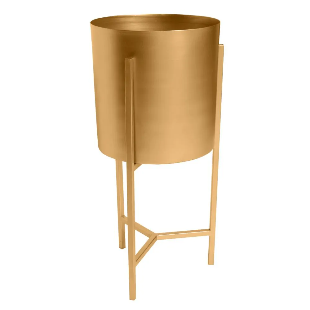 22, 18 Round Indoor Planter, Iron Stand, Set of 2, Champagne Gold By The Urban Port