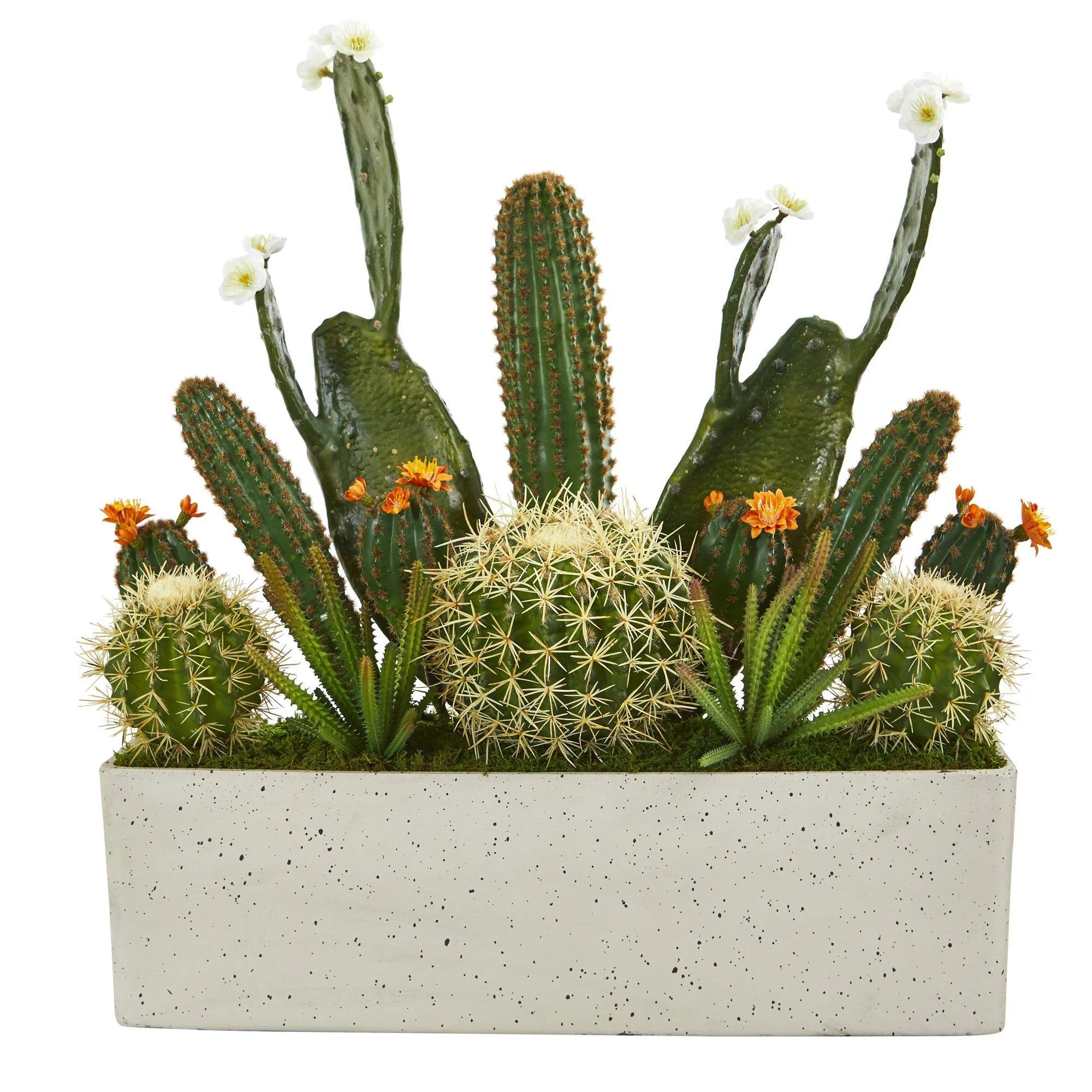 26” Succulent Garden Artificial Plant in White Planter