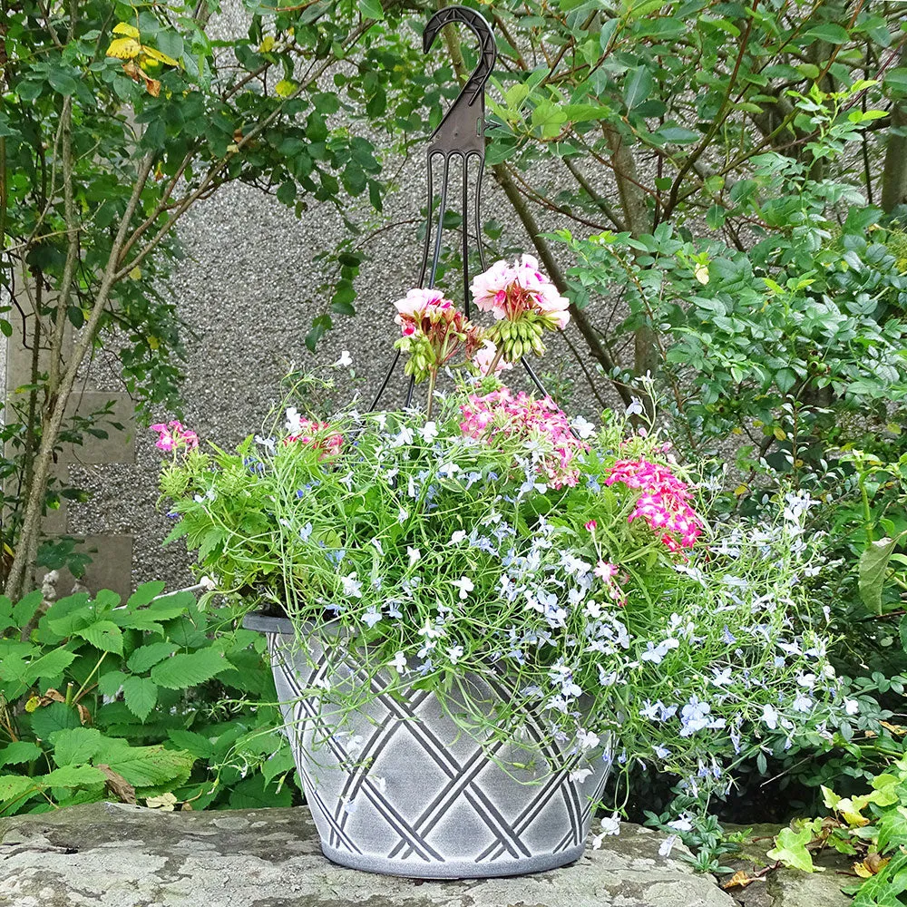 35cm Bell Lattice Basket Black/White Plant Pot