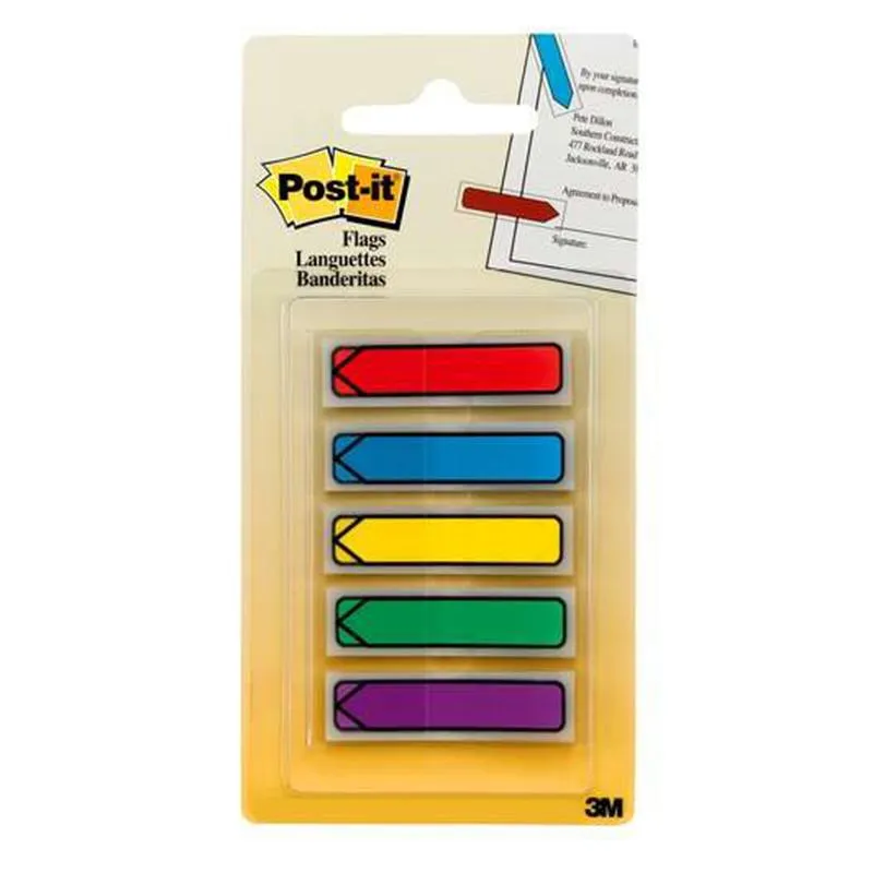 3M Post-it Arrow Flags 0.47" X 1.7" 5 Col X 20 Sheets