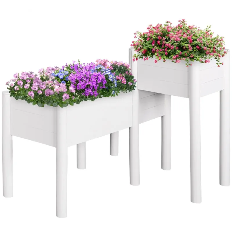 46'' x 34'' x 33'' Outdoor Elevated Planter Box - White