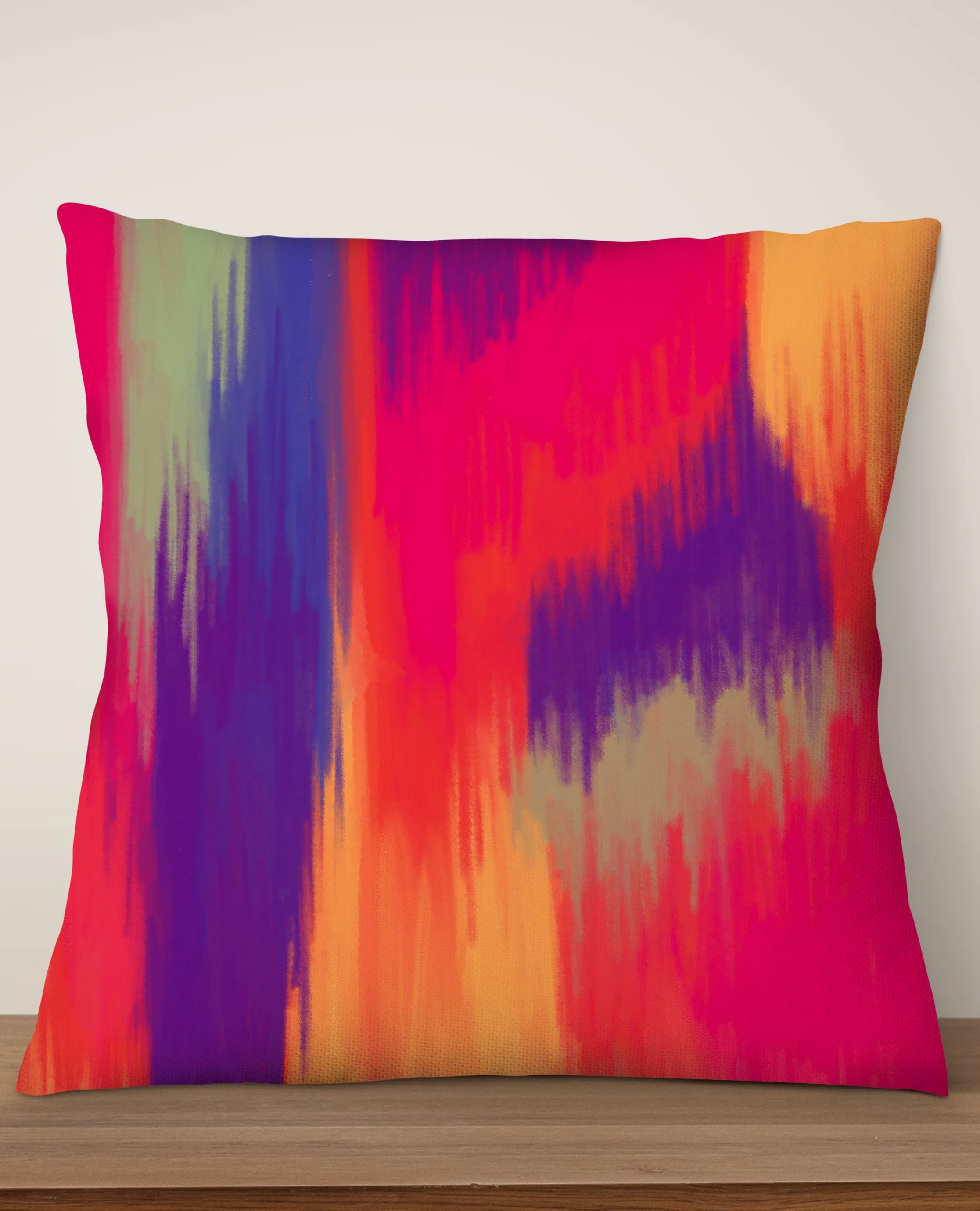 Abstract Northern Lights Square Cushion (Pink)