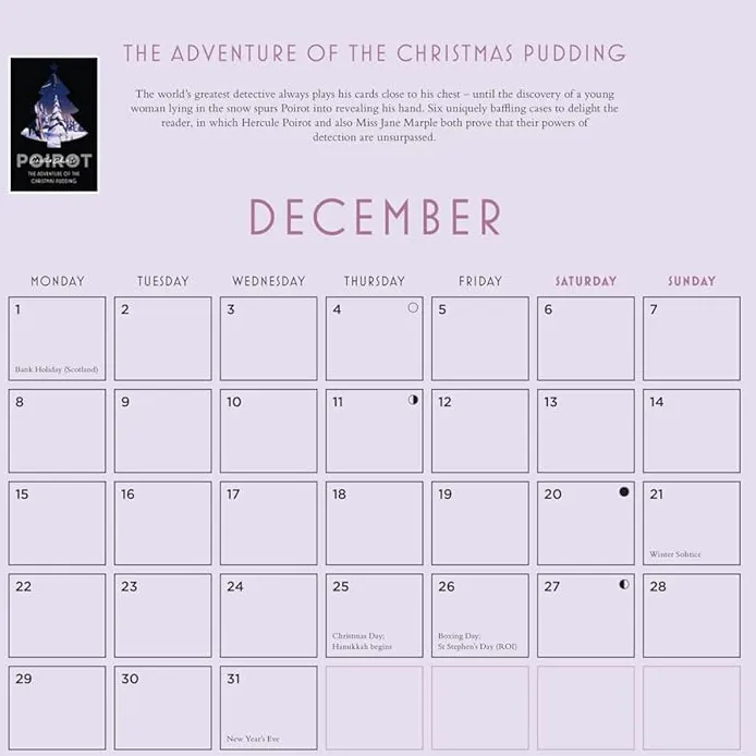 Agatha Christie Poirot 2025 Calendar