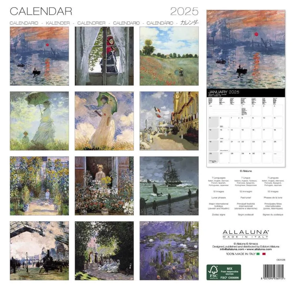 Allaluna 2025 Wall Calendar - Monet