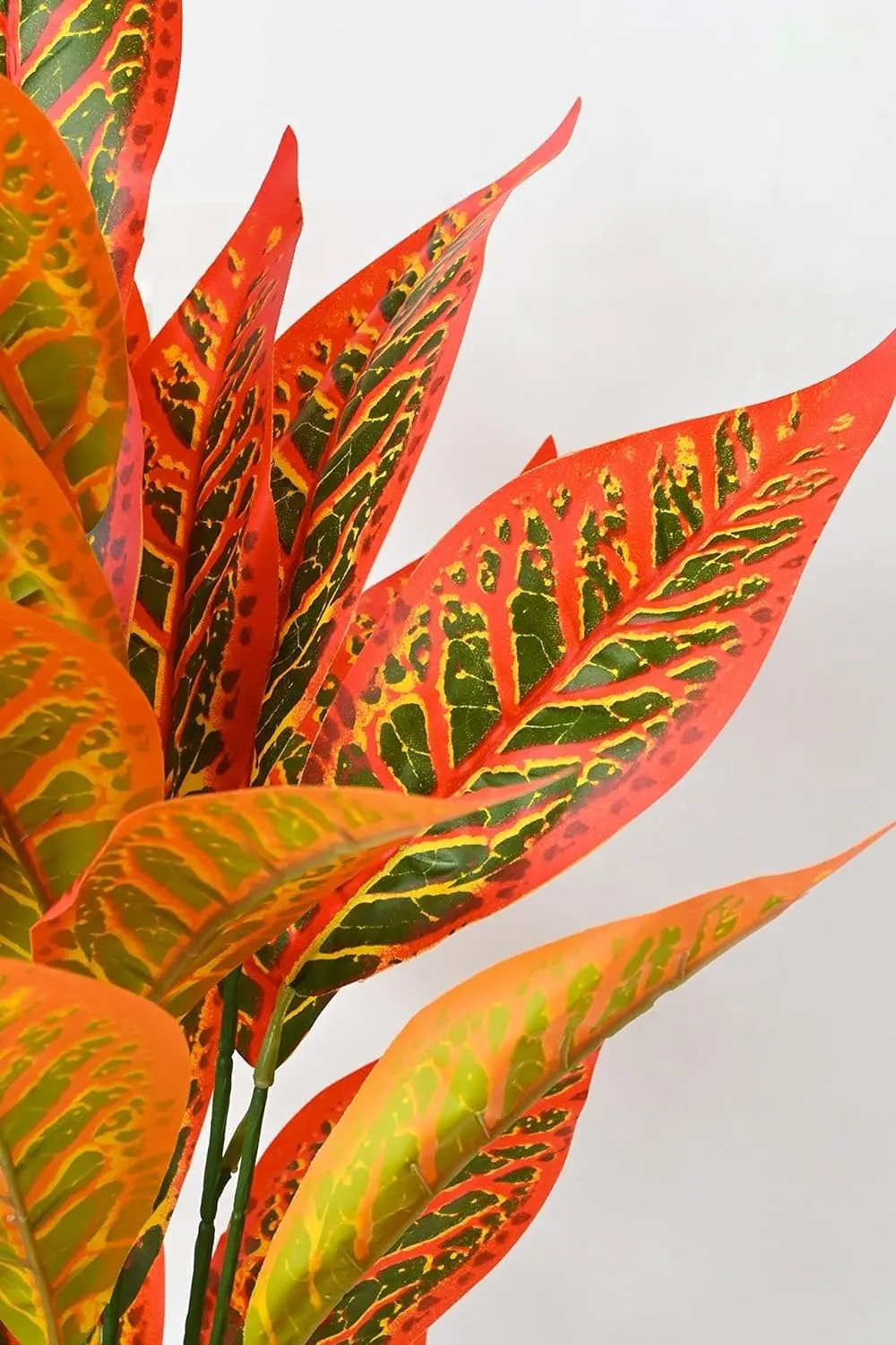 Artificial Iceton Croton Plant | Big Ornamental Plant for Interior Decor/Home Decor/Office Decor | 24 Leaves (Whithout Pot) (Red)