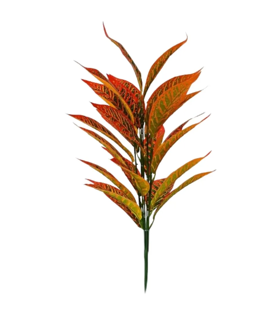 Artificial Iceton Croton Plant | Big Ornamental Plant for Interior Decor/Home Decor/Office Decor | 24 Leaves (Whithout Pot) (Red)