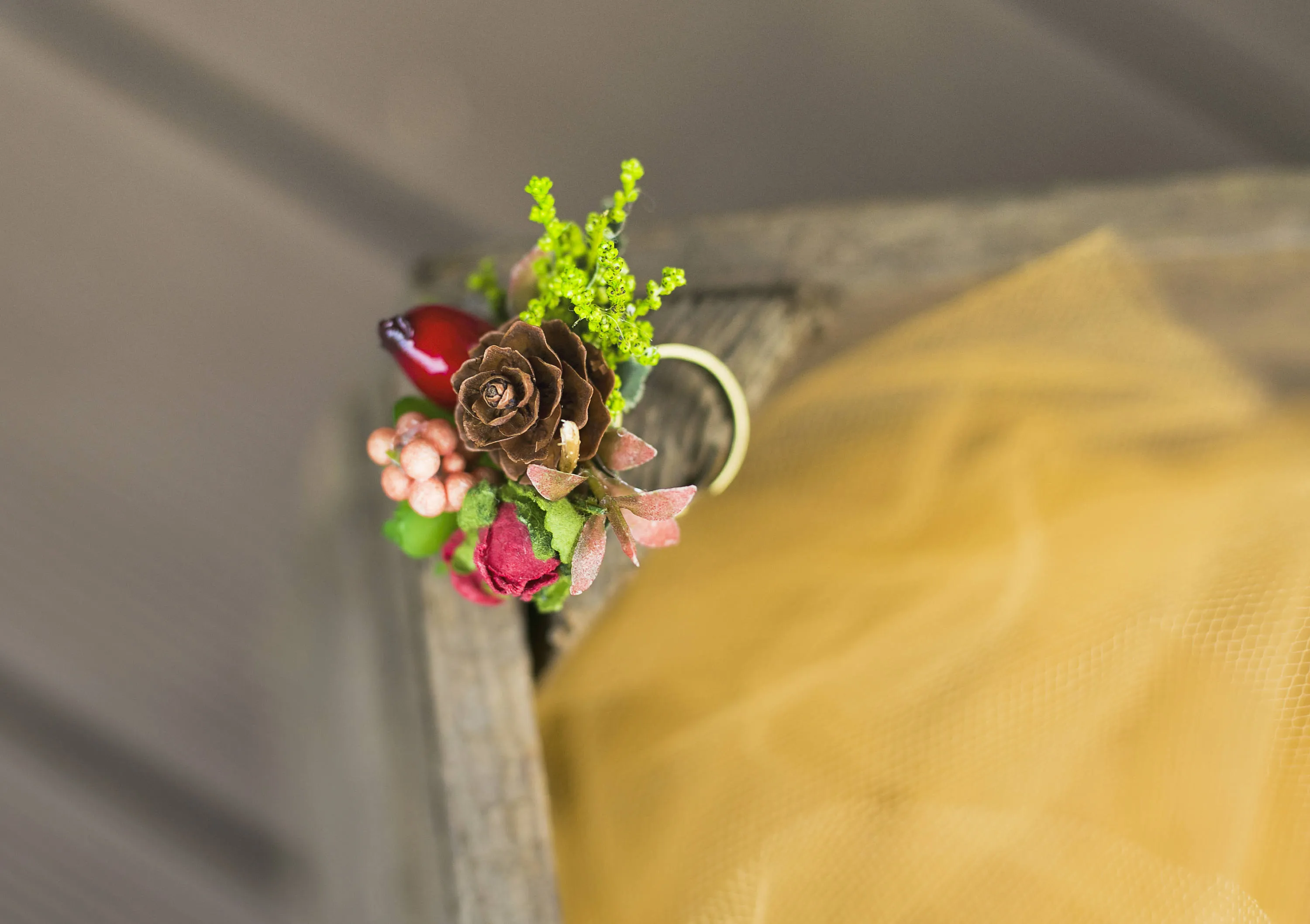 Autumn ring Romantic flower ring Ring with succulent Floral ring Handmade jewelry Wedding floral accessories Ring