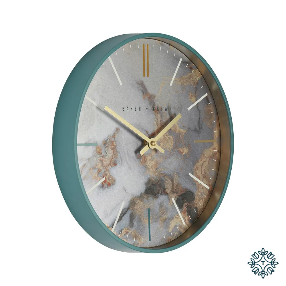 Baker and brown marble clock 30cm