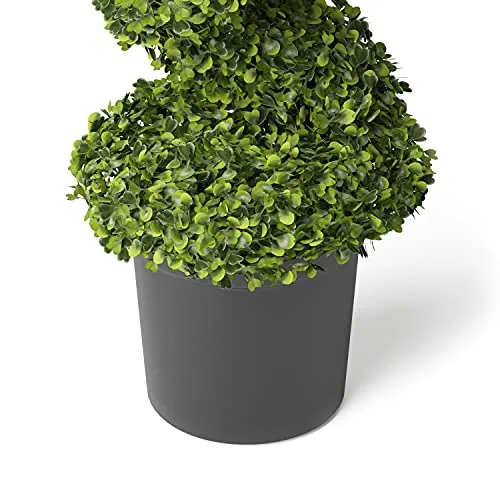 Barnyard Designs 4ft (48”) Artificial Boxwood Spiral Topiary Trees, Indoor Entryway, Living Room or Covered Front Porch Home Decor, Faux Fake Plant Decoration, Set of 2