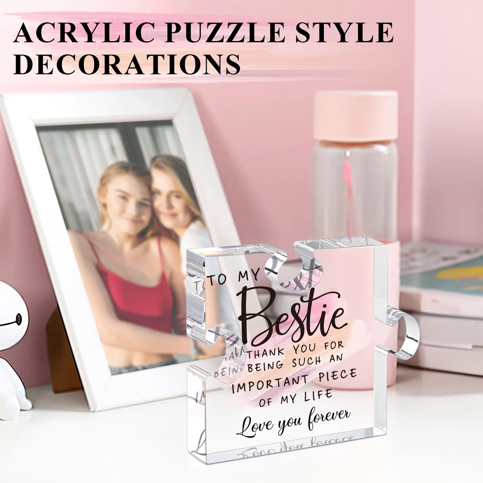 Bestie Gifts for Women Friendship - 0.6" Thickness Acrylic Puzzle & Gift Box,Gifts for Friends Female,Friend Gifts for Women Birthday,Bff Soul Sister Work Bestie Gifts for Women,Thankgiving Gifts