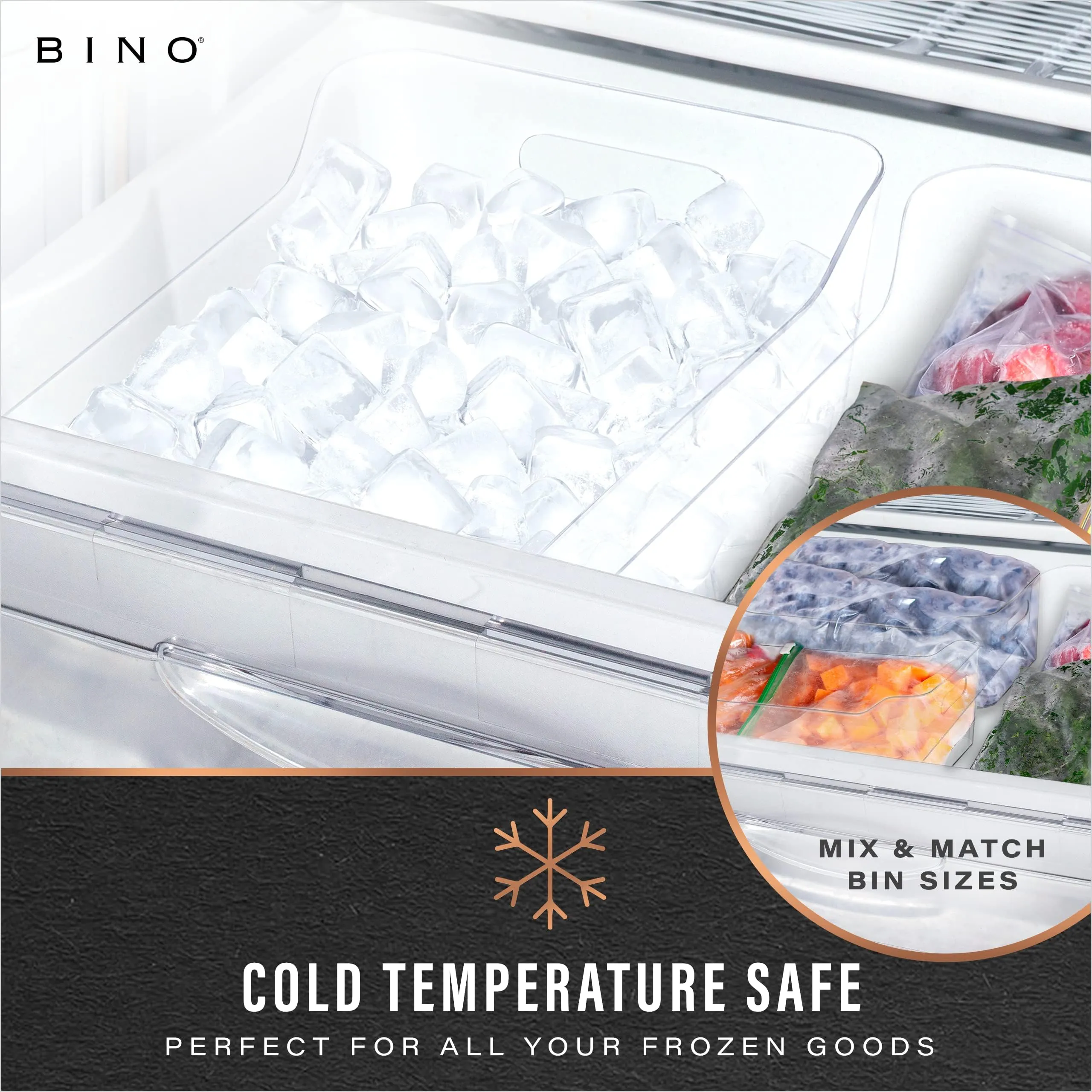 BINO | Plastic Organizer Bins, X-Large - 4 Pack | The SOHO Collection | Multi-Use Organizer Bins | Pantry Organizer & Freezer Organizer Bins | Plastic Storage Containers | Bins for Home & Kitchen Org