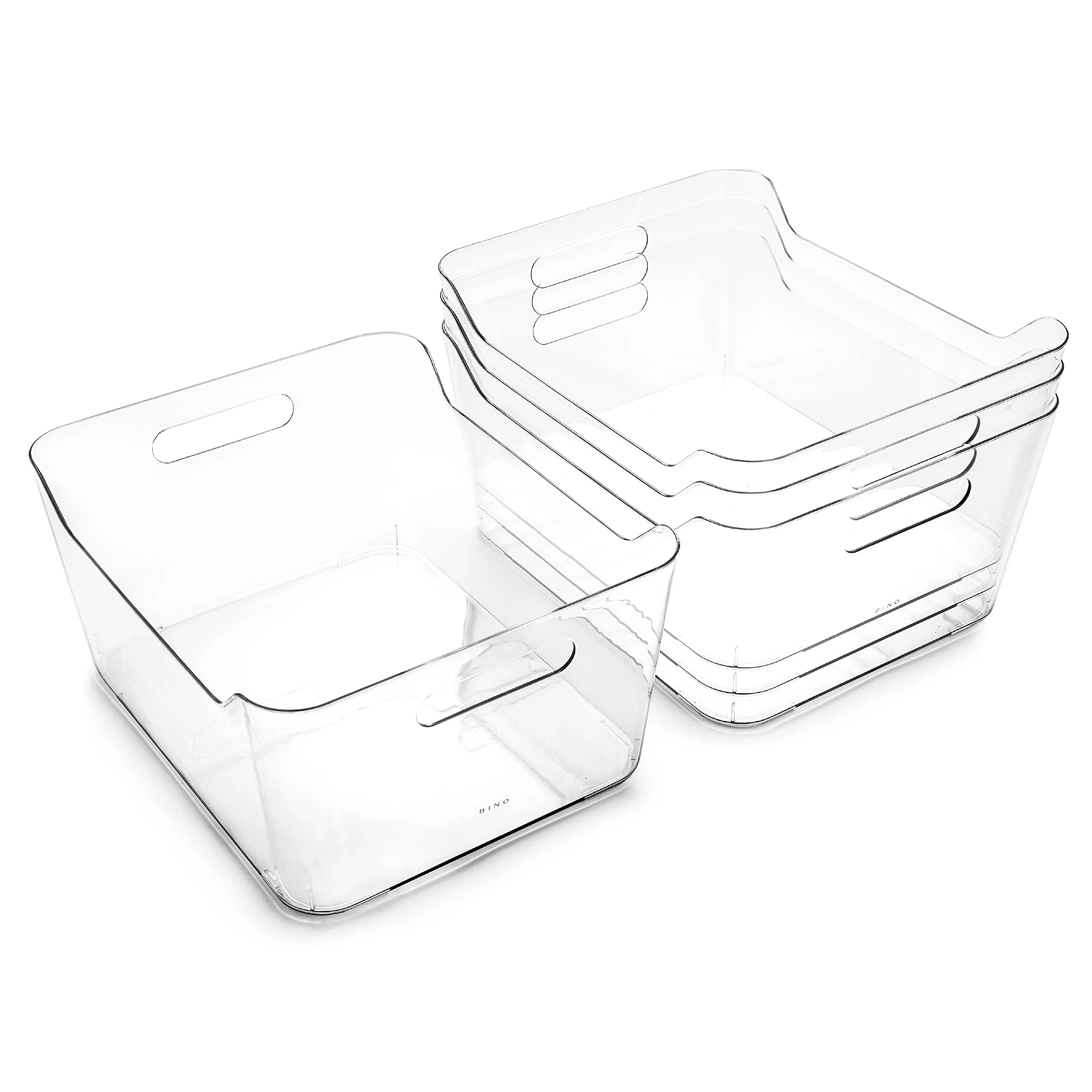 BINO | Plastic Organizer Bins, X-Large - 4 Pack | The SOHO Collection | Multi-Use Organizer Bins | Pantry Organizer & Freezer Organizer Bins | Plastic Storage Containers | Bins for Home & Kitchen Org