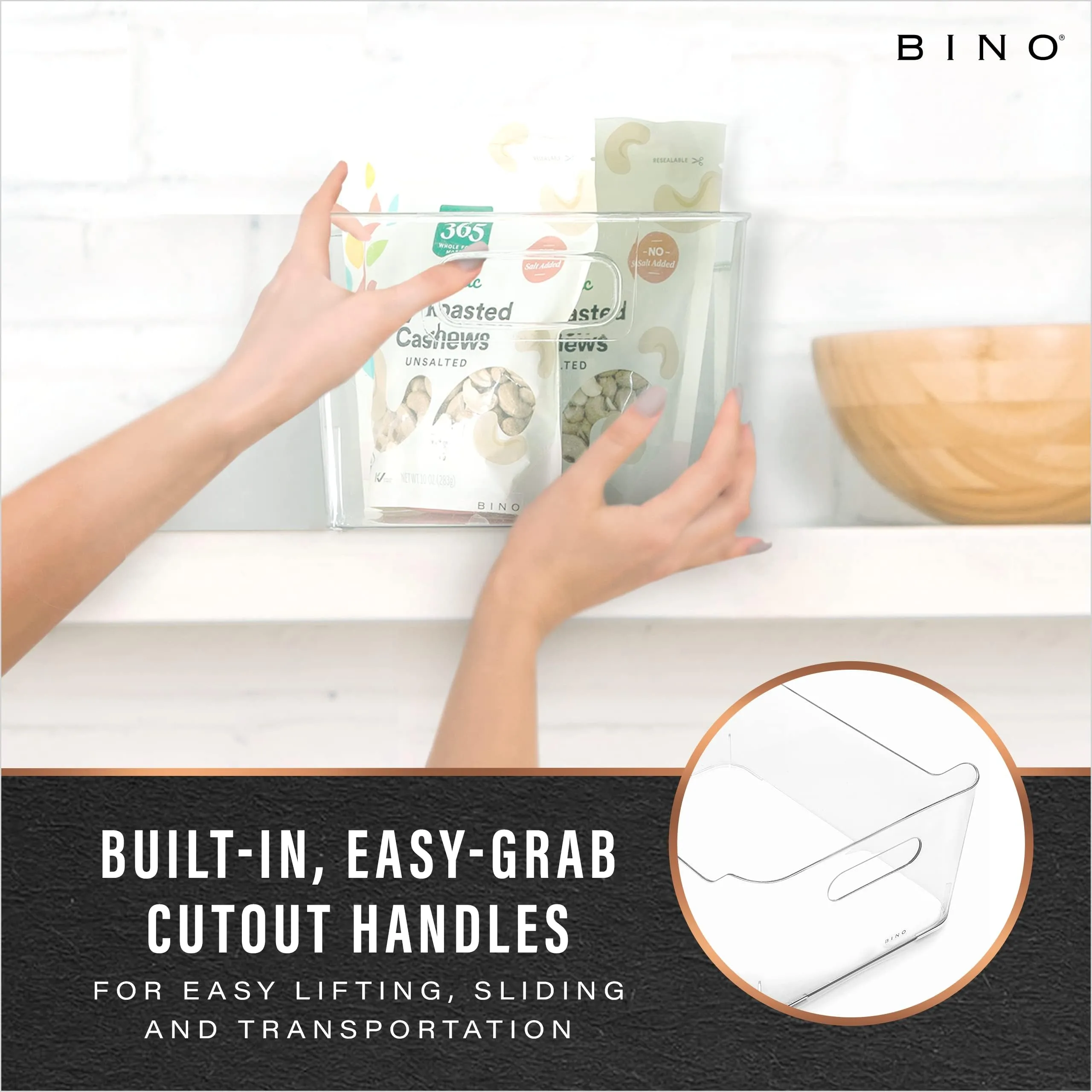 BINO | Plastic Organizer Bins, X-Large - 4 Pack | The SOHO Collection | Multi-Use Organizer Bins | Pantry Organizer & Freezer Organizer Bins | Plastic Storage Containers | Bins for Home & Kitchen Org