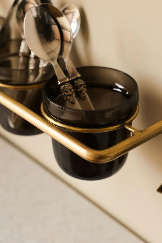 Black Glass Pots Storage Shelf