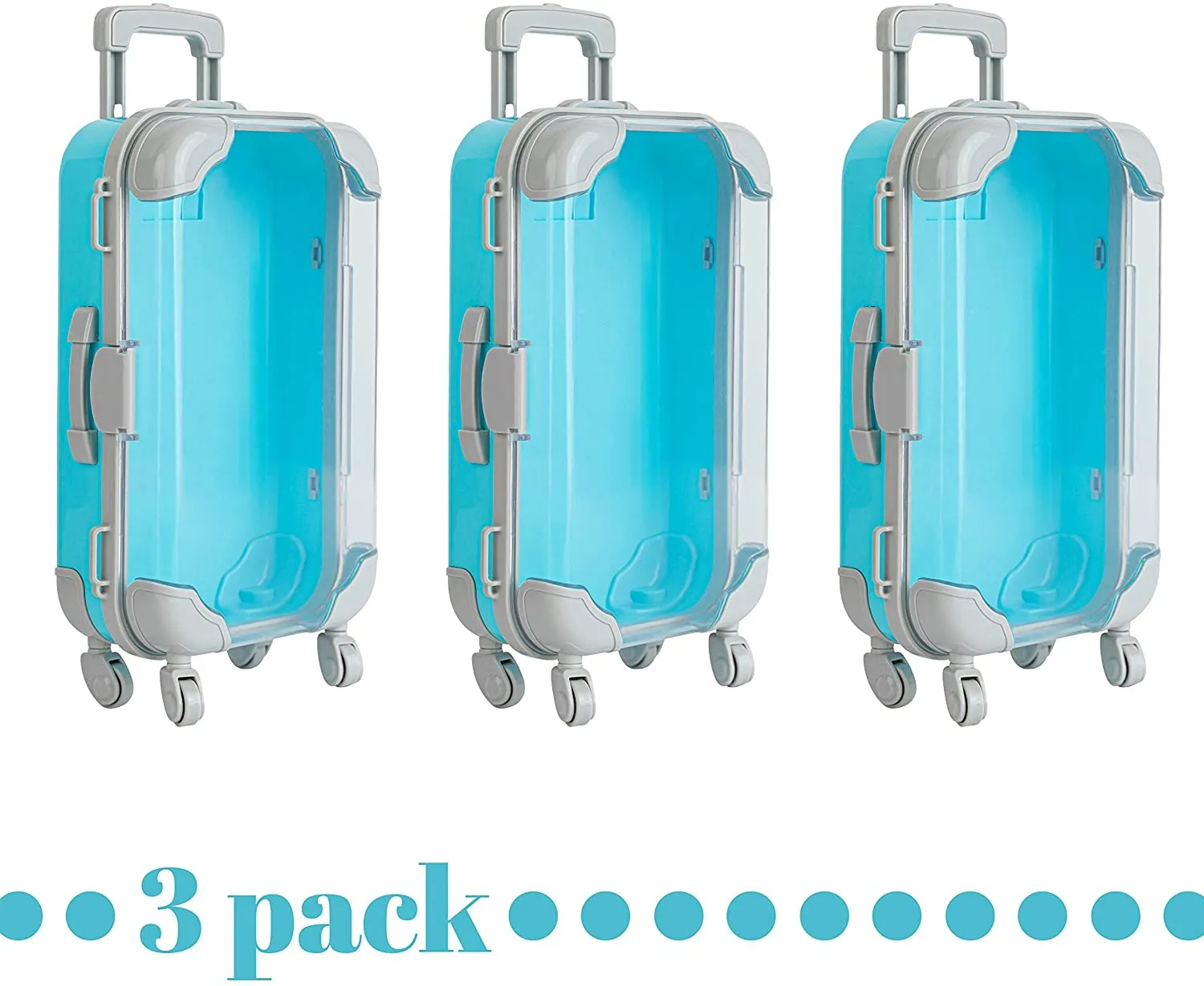 Blue Plastic Suitcase Candy Box 3 Pack 7.5"x5"x2.5"