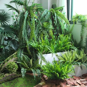 Bulk Artificial Green Plants Ferns Bushes Collection Landscape Decor Wholesale