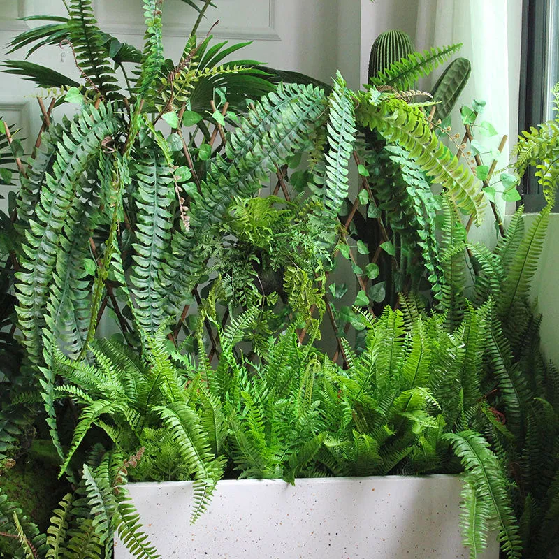 Bulk Artificial Green Plants Ferns Bushes Collection Landscape Decor Wholesale