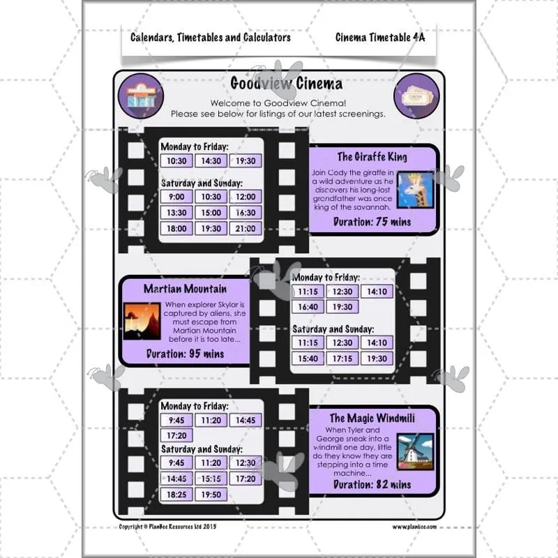 Calendars, Timetables and Calculators