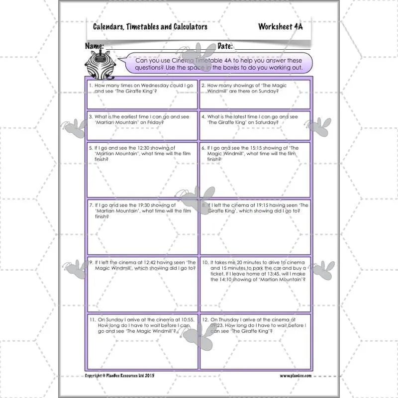 Calendars, Timetables and Calculators