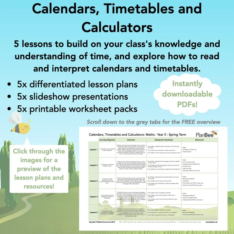 Calendars, Timetables and Calculators