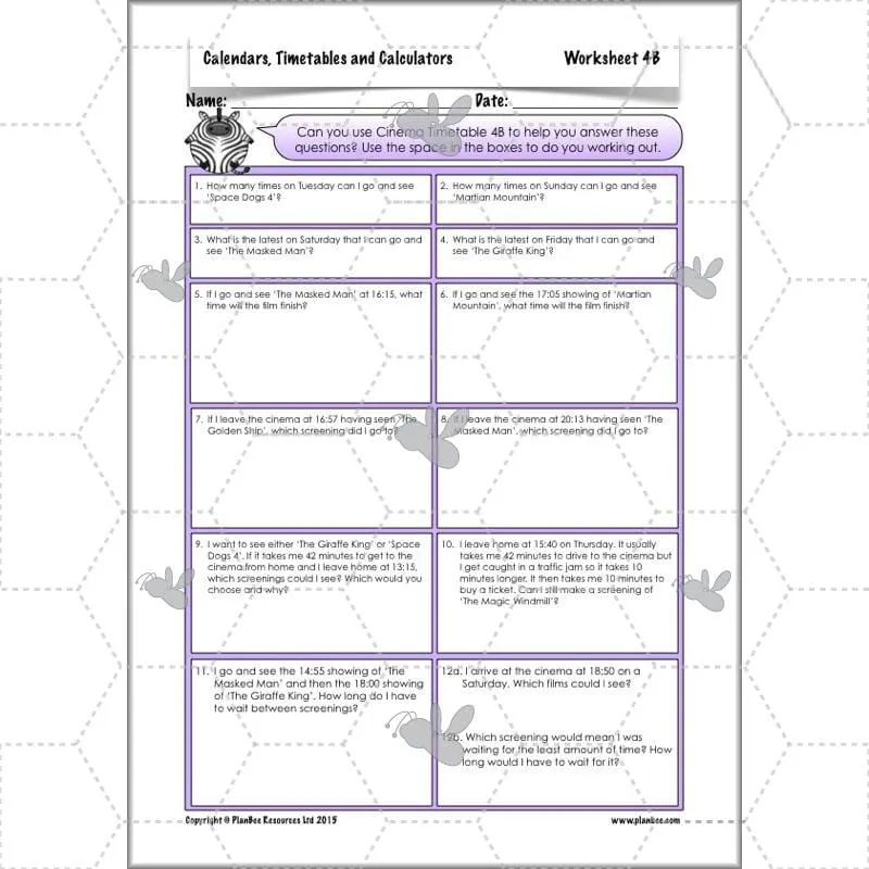 Calendars, Timetables and Calculators