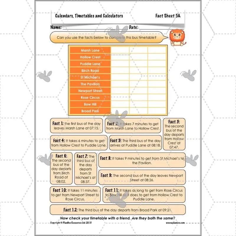 Calendars, Timetables and Calculators