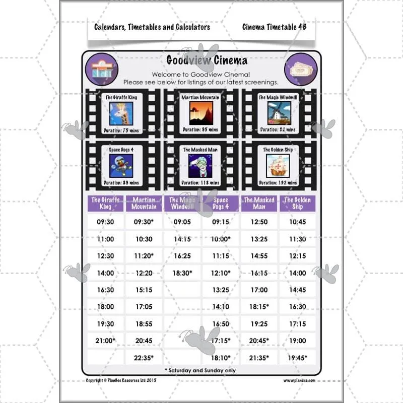 Calendars, Timetables and Calculators