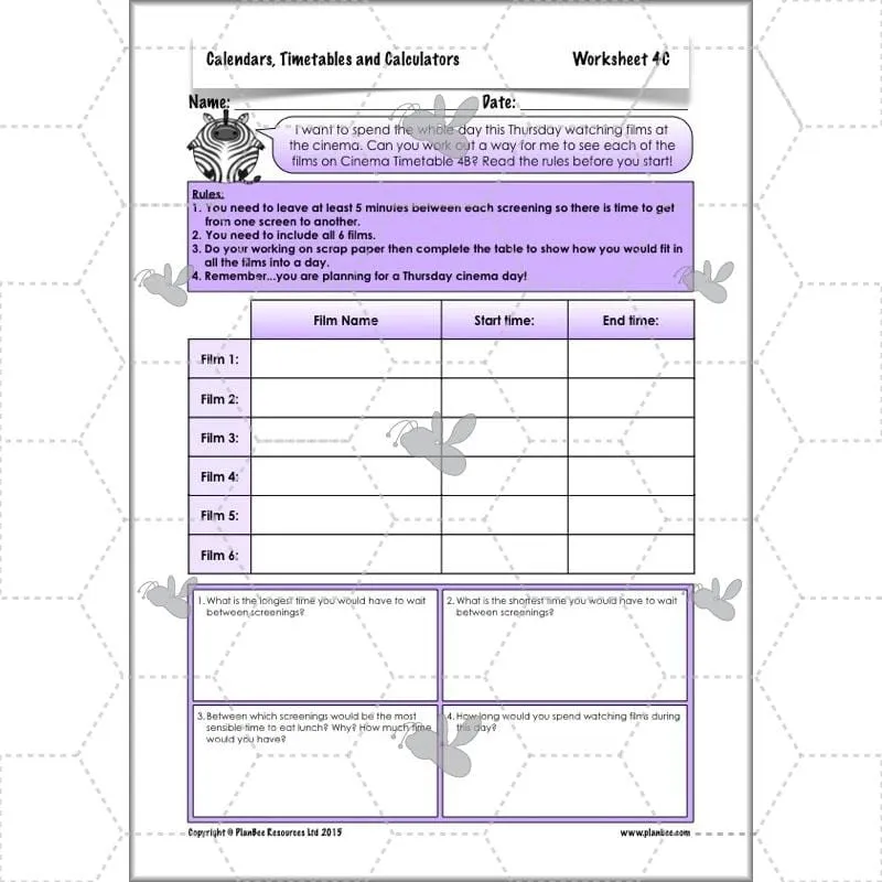 Calendars, Timetables and Calculators