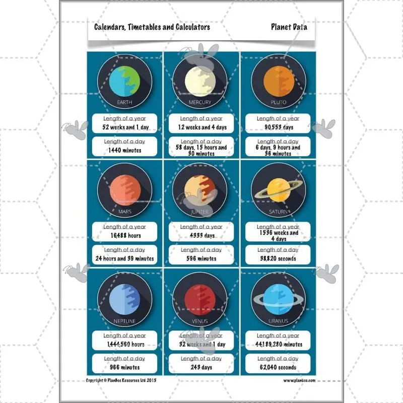 Calendars, Timetables and Calculators