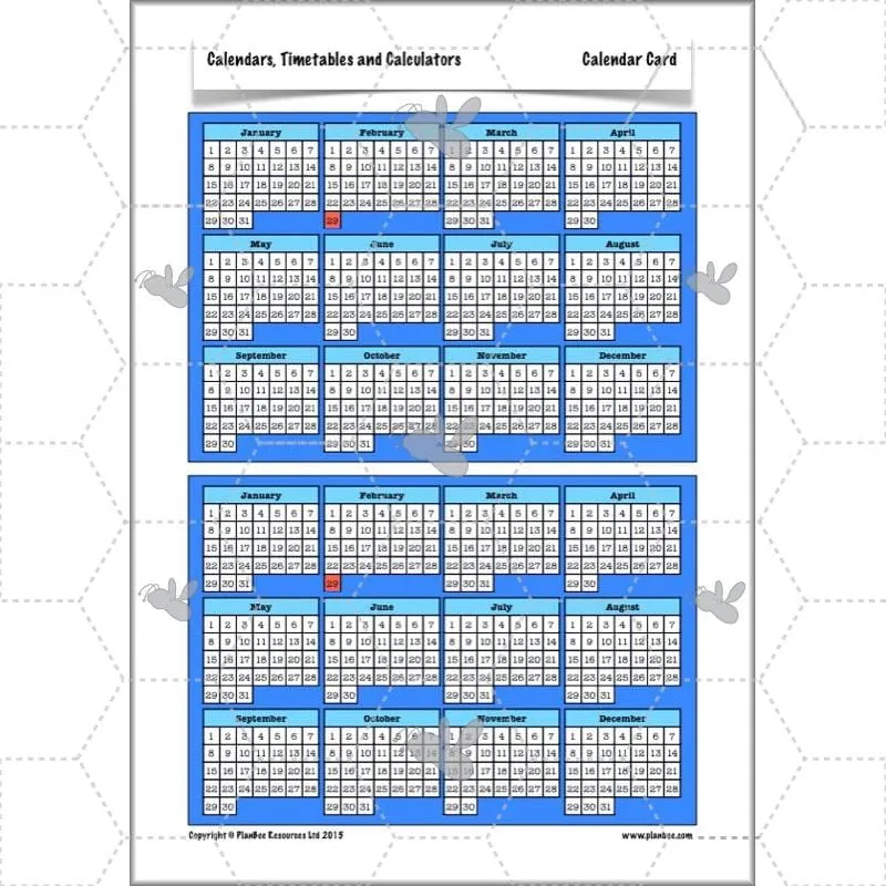 Calendars, Timetables and Calculators