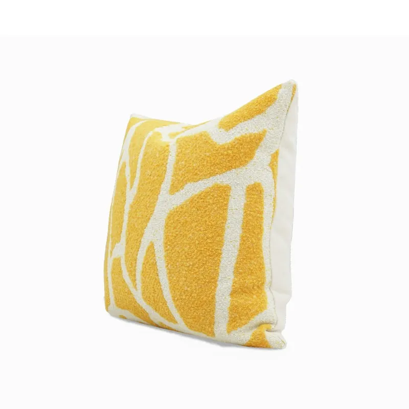 Camille Jacquard Yellow and White Throw Cushion