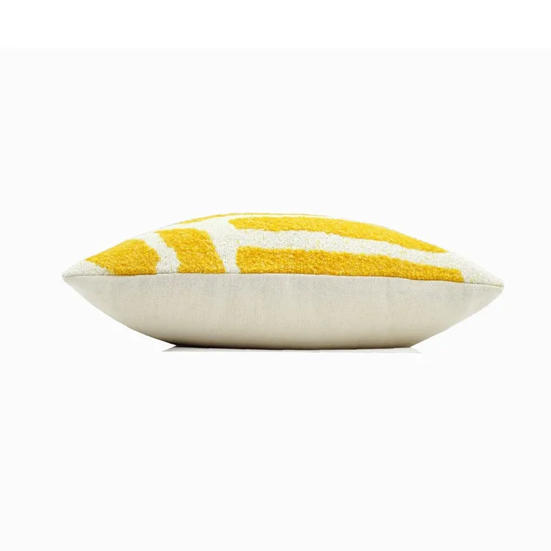 Camille Jacquard Yellow and White Throw Cushion