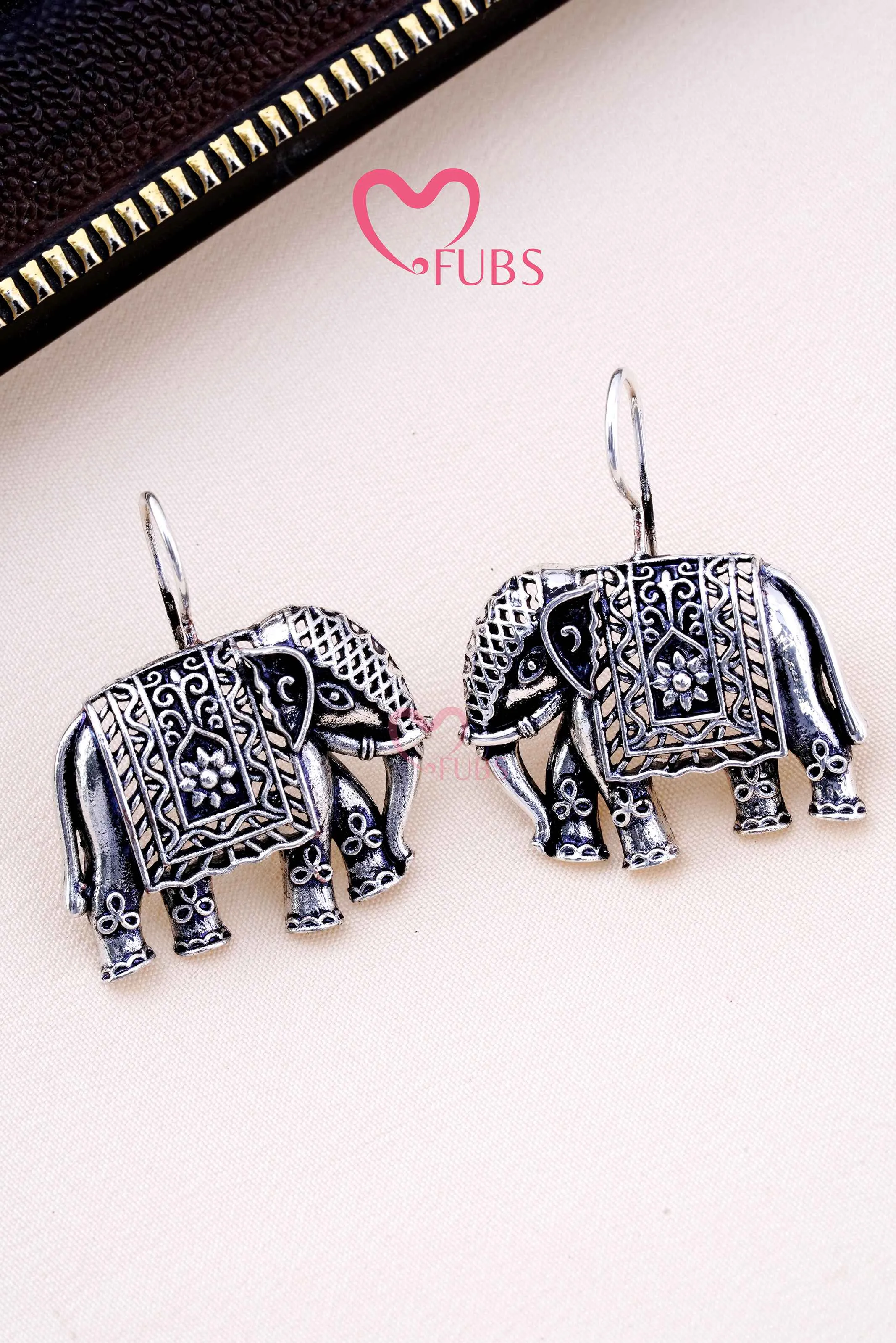 Charming Haathi Raja Oxidized Hangings Earrings