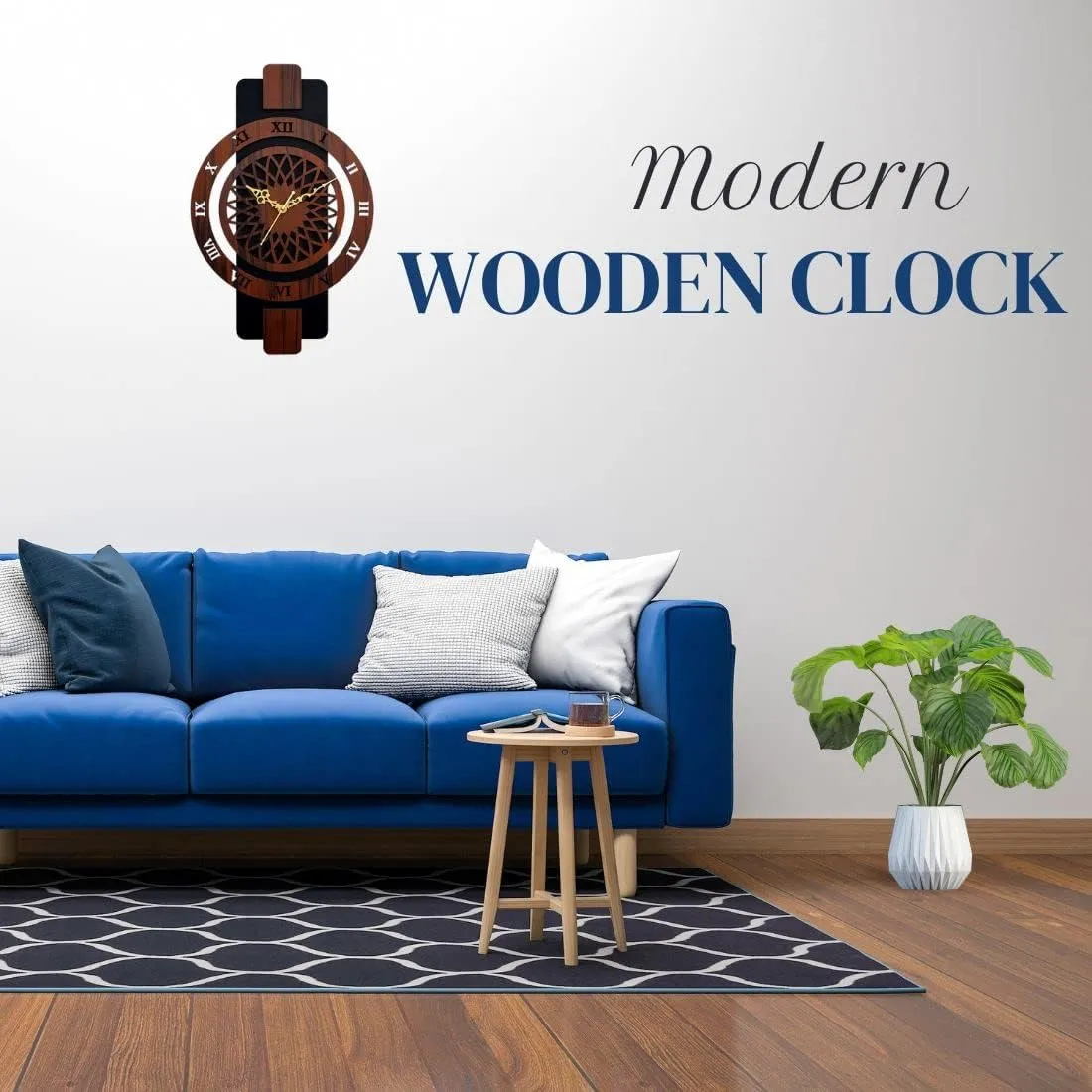 Clockiva Modern Wooden Wall Clock||Stylish Home Decor||Silent Quartz Movement||Large Numbers|| Ideal for Living Room, Bedroom,Kitchen and Office(Rect Roman-311)