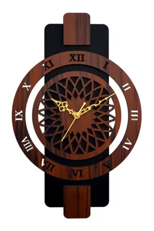 Clockiva Modern Wooden Wall Clock||Stylish Home Decor||Silent Quartz Movement||Large Numbers|| Ideal for Living Room, Bedroom,Kitchen and Office(Rect Roman-311)