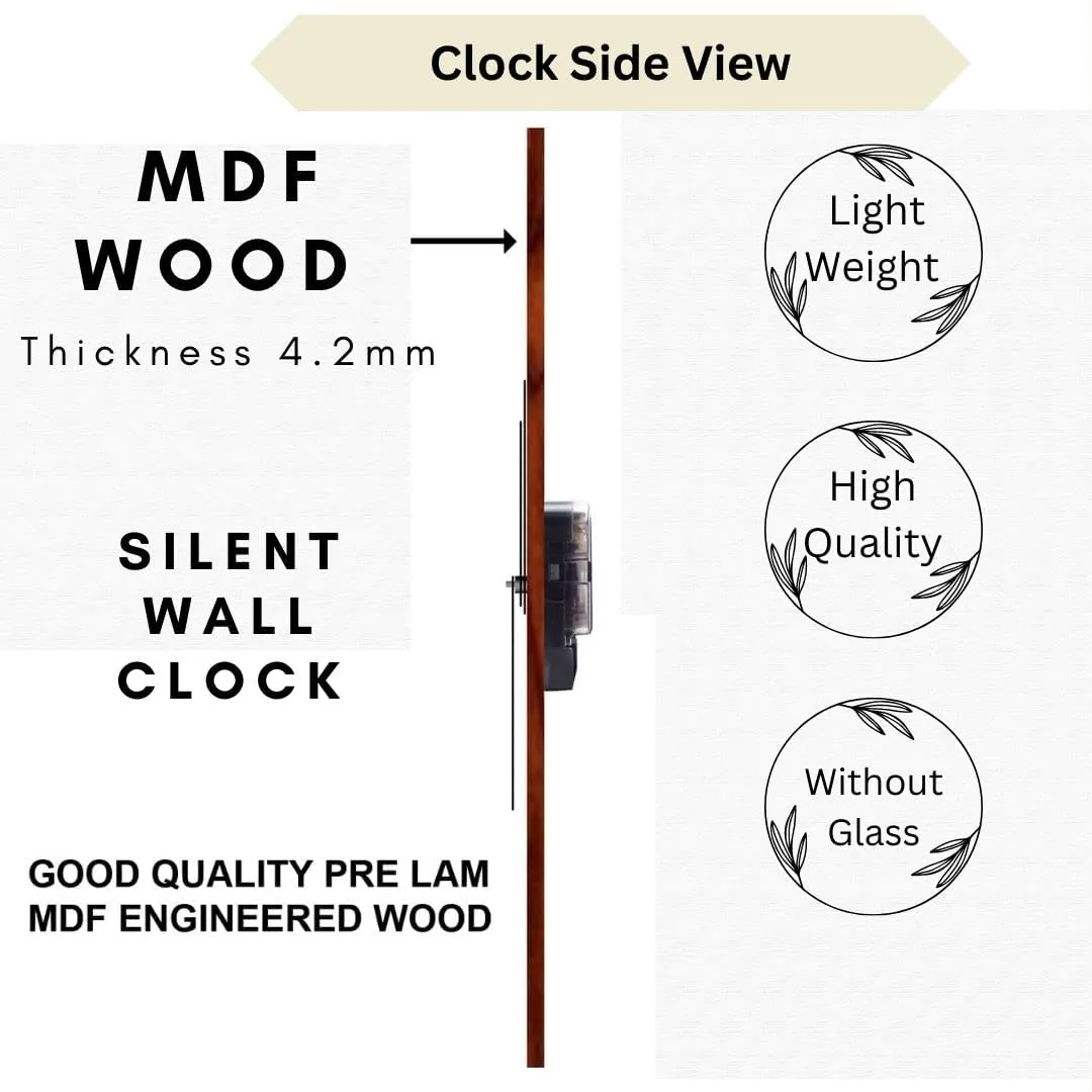 Clockiva Modern Wooden Wall Clock||Stylish Home Decor||Silent Quartz Movement||Large Numbers|| Ideal for Living Room, Bedroom,Kitchen and Office(Rect Roman-311)