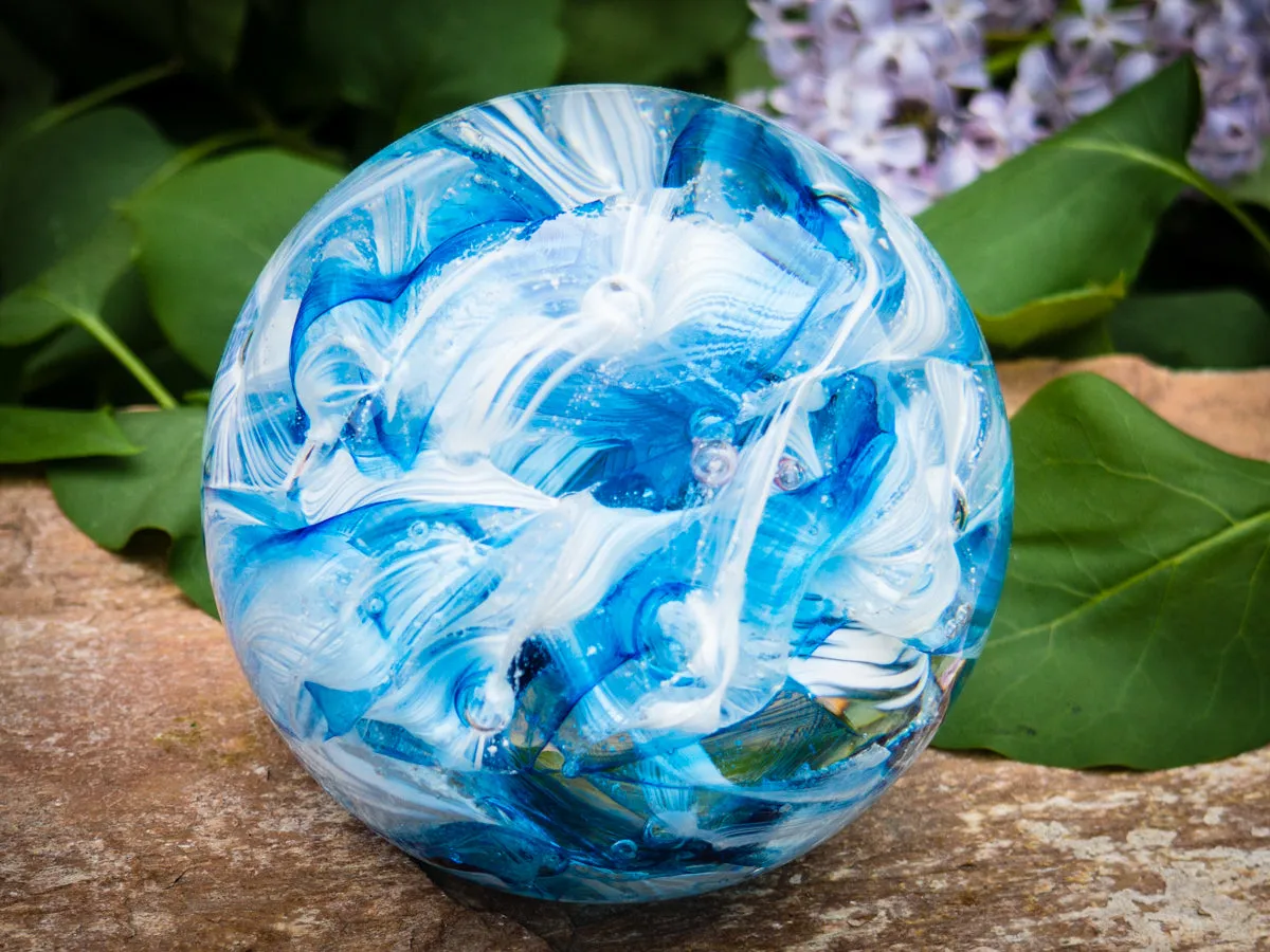 Cotton Candy Orb with Ash in Glass